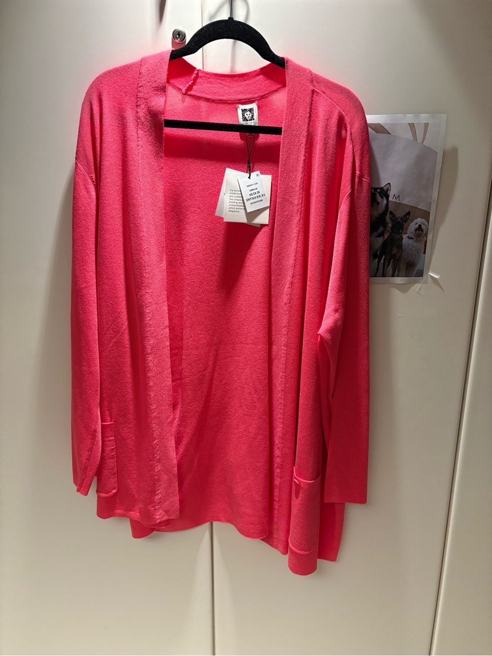 Anne Klein Open-Front Cardigan in Bright Pink